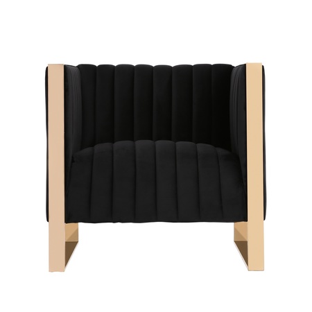 Manhattan Comfort Trillium Sofa and Armchair Set of 2 in Black and Rose Gold 2-SS559-BK